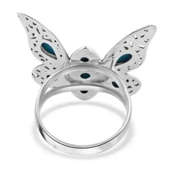 Hand Crafted Natural Sleeping Beauty Turquoise Butterfly Ring. - Picture 7 of 7